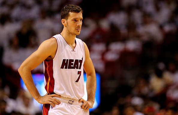 Goran Dragic of the Miami Heat looks on during Game 4 of the Eastern Conference Semifinals of the 2016 NBA Playoffs against the Toronto Raptors at American Airlines Arena on May 9, 2016 in Miami, Florida. 