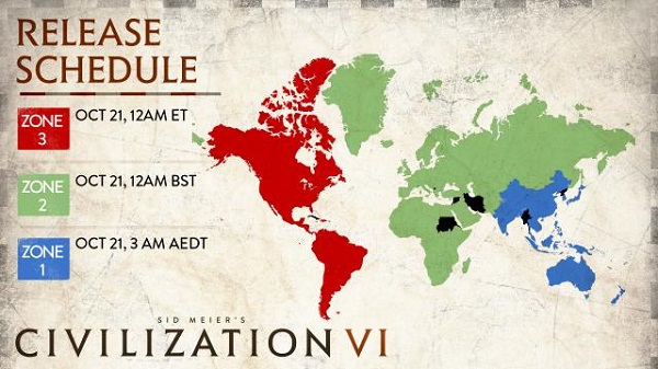 Firaxis Games has already announced release schedules for “Civilization VI” for each region. 