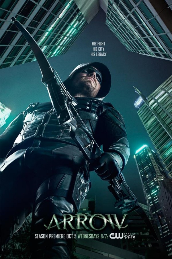 Season 5 promotional poster showing Stephen Amell as the Green Arrow in The CW's "Arrow".