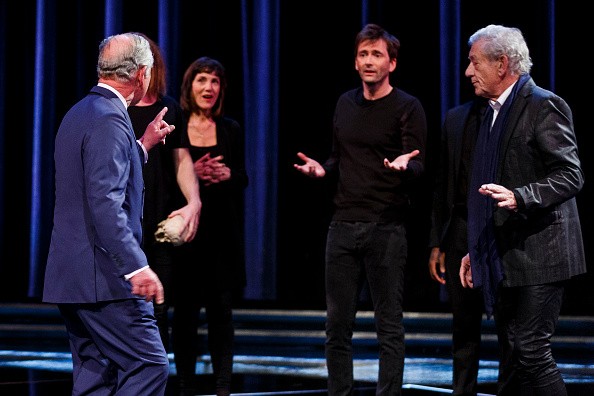 Prince Charles, Prince of Wales performed alongside Harriet Walter, David Tennant, and Sir Ian McKellen on stage as part of a special production of Shakespeare Live! from the RSC on April 23 in Stratford-upon-Avon, England. 