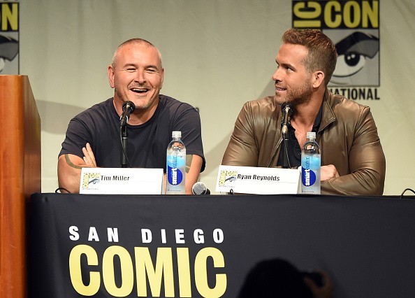 (L-R) Director Tim Miller, actor and actor Ryan Reynolds from 'Deadpool' speak onstage at the 20th Century FOX panel during Comic-Con International 2015.