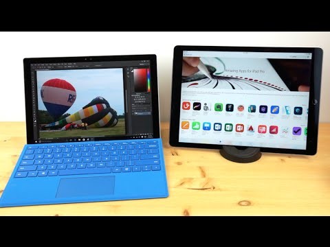 The image shows the Apple iPad Pro and Microsoft Surface Pro 4. 