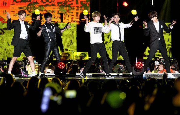 KPop group B1A4 during their performance on the 2015 Asia Song Festival at Busan Asiad Main Stadium.