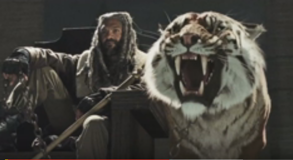 King Exequiel is shown along with his tiger, Shiva in "The Walking Dead".