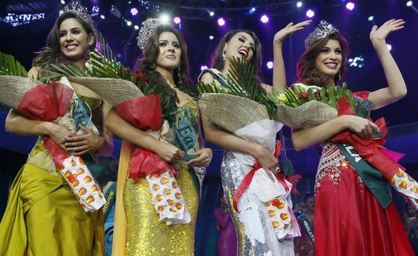 Ecuador's Katherine Espin (second from left) was crowned Miss Earth 2016 which was held at the Mall of Asia Arena in Pasay City, Philippines.