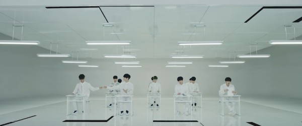 South Korean rookie group Pentagon on the music video of their single 'Gorilla'.