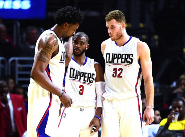 Los Angeles Clippers Big Three of (from L to R) DeAndre Jordan, Chris Paul, and Blake Griffin
