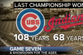 Chicago Cubs wins World Series after 108 years.