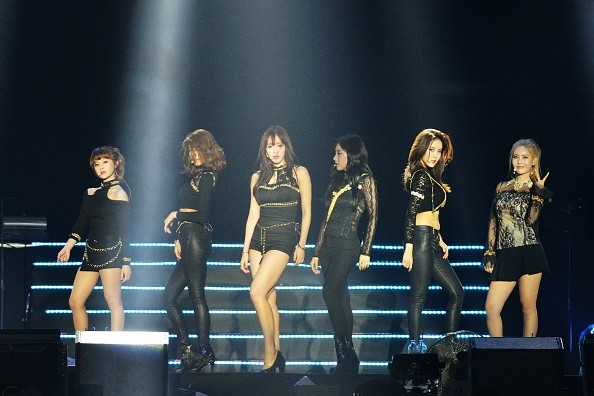 KPop group T-ara during their performance at Hefei Sports Center.