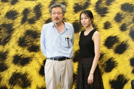 Sang soo Hong and Min hee Kim attends Right Now, Wrong Then photocall on August 13, 2015 in Locarno, Switzerland.