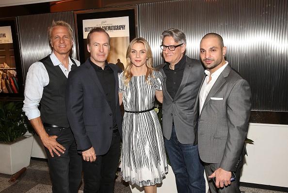 Patrick Fabian, Bob Odenkirk, Rhea Seehorn, executive producer Peter Gould and actor Michael Mando attend the 'Better Call Saul' ATAS FYC Event at Sony Pictures Studios on April 14, 2016 in Culver City, California. 