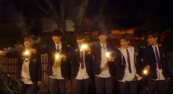 ASTRO members in the official music video of "Confession" under "Autumn Story" mini album.