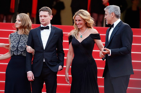 Producer Jodie Foster, actors Jack O'Connell, Julia Roberts, and George Clooney attended the "Money Monster" premiere during the 69th annual Cannes Film Festival at the Palais des Festivals on May 12 in Cannes, France. 