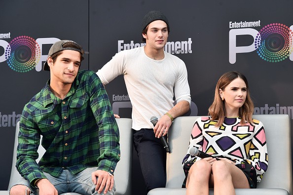 Actors Tyler Posey, Dylan Sprayberry and Shelley Hennig speak onstage during the 'Teen Wolf' panel at Entertainment Weekly's PopFest