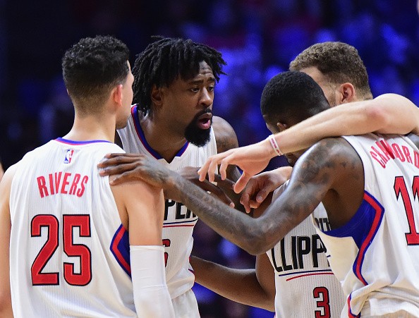 DeAndre Jordan #6 of the LA Clippers speaks to his teammates during a 111-107 loss to the Memphis Grizzlies at Staples Center on November 16, 2016 in Los Angeles, California. 