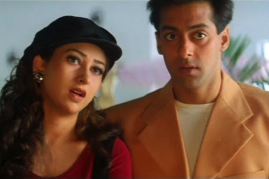Karisma Kapoor and Salman Khan in a scene from 