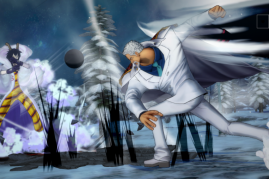 Monkey D. Garp threw a cannon ball at Caesar Clown. Both characters will be added as DLC update this December 22, 2016.