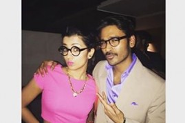 Along with Trisha Krishnan,seen here is Dhanush, an Indian film actor, producer, lyricist and playback singer who works predominantly in Tamil cinema.