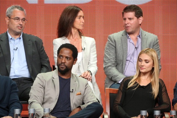 Executive Producers Ken Sanzel with actors Blair Underwood and Spencer Grammer spoke onstage during the "Ironside" panel discussion on July 27, 2013 in Beverly Hills, California.
