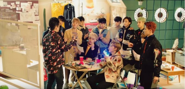SEVENTEEN members in the official music video of "BOOMBOOM."