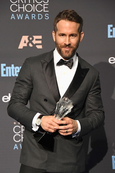 Actor Ryan Reynolds, winner of Best Actor in a Comedy for "Deadpool," posed in the press room during The 22nd Annual Critics' Choice Awards at Barker Hangar on Dec. 11 in Santa Monica, California.