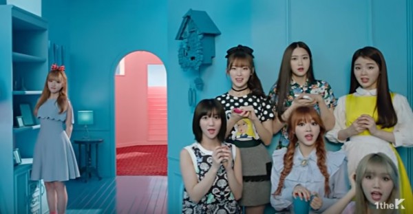 Oh My Girl members in the official music video of "Liar Liar."