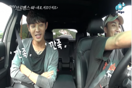Jung Joon Young enjoys a drive with Roy Kim during their MBig TV 'Celeb Bros' show.