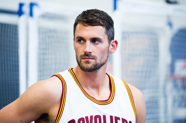 Kevin Love #0 of the Cleveland Cavaliers during media day at Cleveland Clinic Courts on September 26, 2016 in Cleveland, Ohio. 