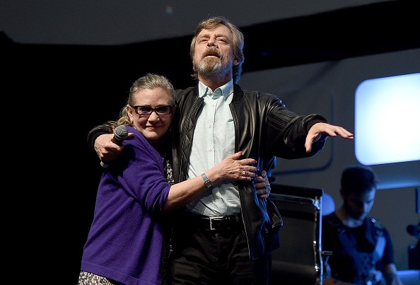  Mark Hamill and Carrie Fisher on stage during Future Directors Panel at the Star Wars Celebration 2016 at ExCel on July 17, 2016 in London, England.