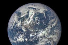 Earth is seen from a distance of one million miles by a NASA scientific camera aboard the Deep Space Climate Observatory spacecraft on July 6, 2015.