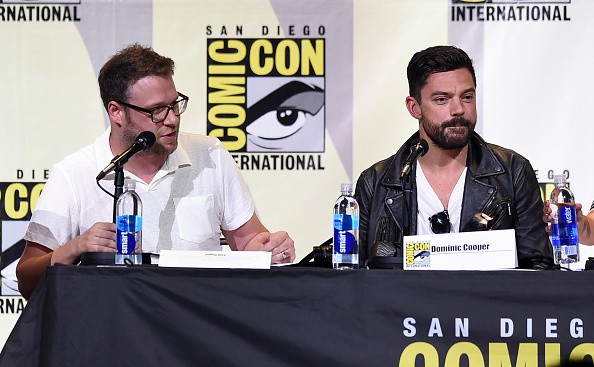Actor/writer Seth Rogen (L) and actor Dominic Cooper attend AMC's 'Preacher' panel during Comic-Con international at San Diego Convention Center on July 22, 2016 in San Diego, California.