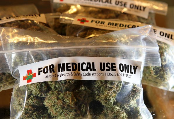 One-ounce bags of medicinal marijuana are displayed at the Berkeley Patients Group March 25, 2010 in Berkeley, California.