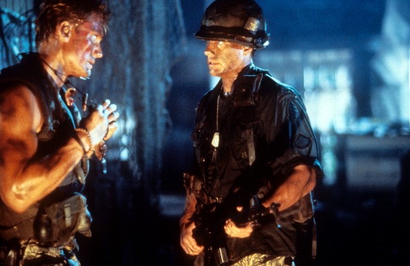 A still scene from Jean Claude Van Damme and Dolph Lundgren 1992 film 'Universal Soldier'.