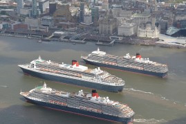 Cunard's Three Queens Cruise Ships Dock Together For The First Time