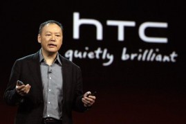 HTC CEO Peter Chou speaks during a keynote address by Qualcomm Chairman and CEO Paul E. Jacobs during the 2010 International Consumer Electronics Show.