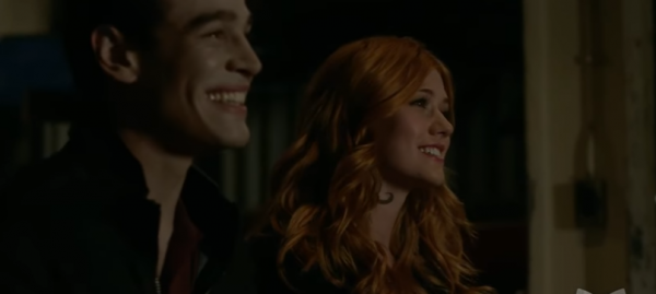 Alberto Rosende (Simon) and Katherine McNamara (Clary) share a moment in a scene from the "Shadowhunters" Season 2.