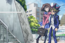 Yugi reunites with Tea in a scene from the US film 