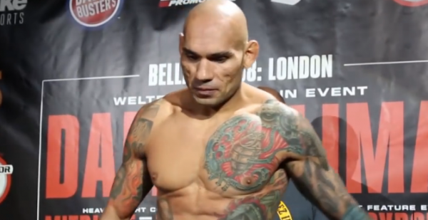 Evangelista 'Cyborg' Santos weighs in before his face-off with Michael 'Venom' Page in Bellator 158