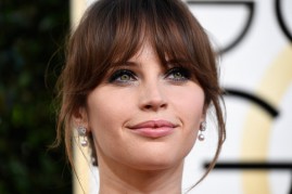 Actress Felicity Jones attended the 74th Annual Golden Globe Awards at The Beverly Hilton Hotel on Jan. 8 in Beverly Hills, California. 
