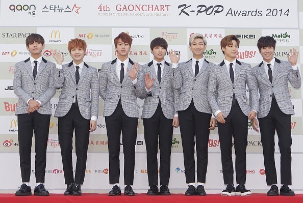 BTS members pose upon their arrival at the 4th Gaon Chart K-POP Awards.