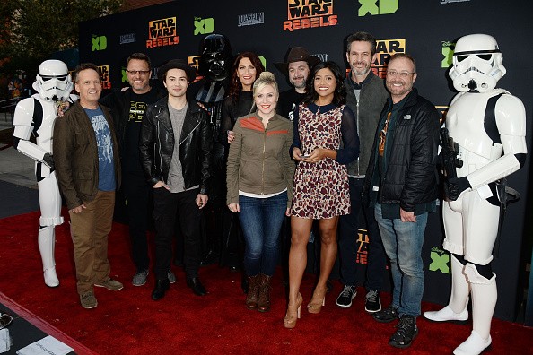 Stormtroopers, cast, producers Simon Kinberg, and Henry Gilroy arrived at Disney XD's “Star Wars Rebels” Season 2 finale event at Walt Disney Studios on March 28, 2016 in Burbank, California. 