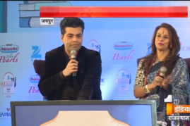 Director Karan Johar attended a session at the Jaipur Literature Festival and spoke at session moderated by author Shobhaa De. 
