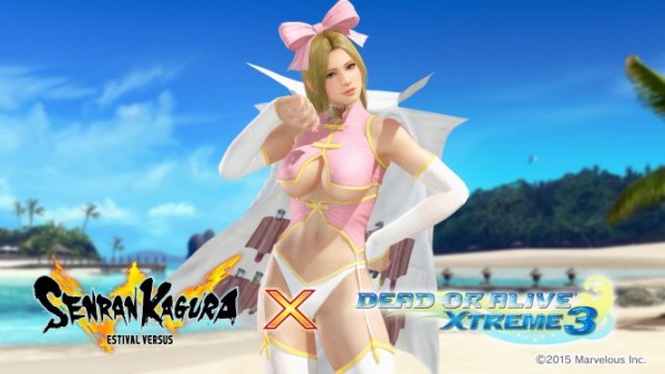 “Dead or Alive Xtreme 3” crosses over with Marvelous Entertainment’s “Senran Kagura” for more destructible costumes and bikinis. 