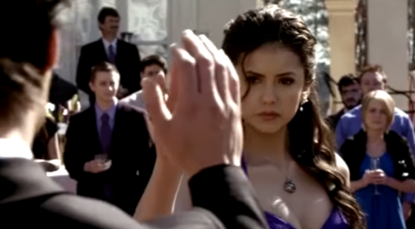 Sybil torments Damon with memories of his dance with Elena in "The Vampire Diaries" Season 8 episode 9. 