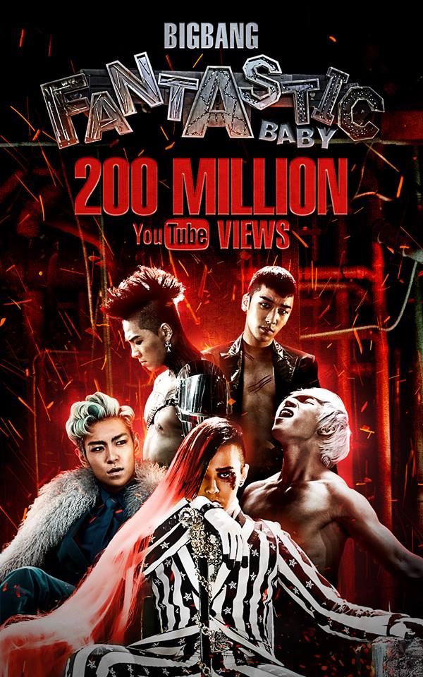 Big Bang becomes first K-pop group to reach 200 million views on YouTube for "Fantastic Baby"