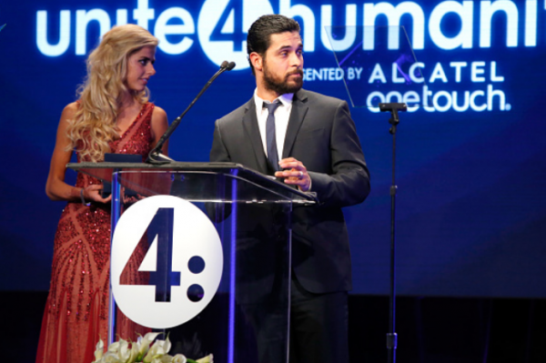 Presenter Wilmer Vilderamma speaks onstage at the 2nd Annual unite4:humanity presented by ALCATEL ONETOUCH at the Beverly Hilton Hotel on February 19, 2015.