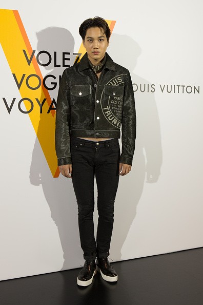 EXO's Kai arrives at the Louis Vuitton Exhibition "Volez, Voguez, Voyagez" in Japan.