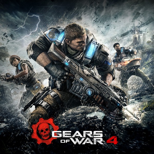 The image features the “Gears of War 4”, a game with cross-play support. 