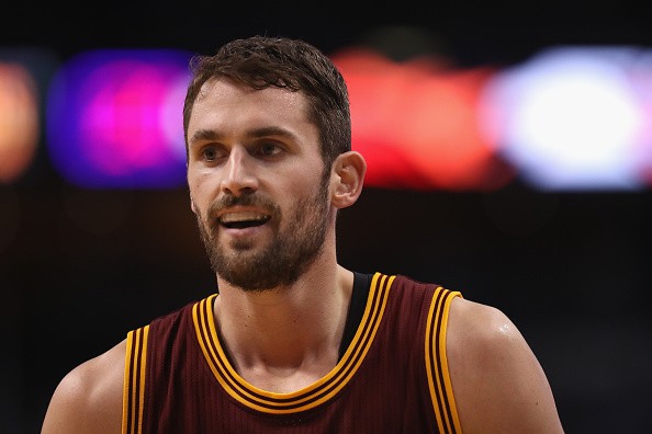 Kevin Love #0 of the Cleveland Cavaliers during the first half of the NBA game against the Phoenix Suns at Talking Stick Resort Arena on January 8, 2017 in Phoenix, Arizona. 