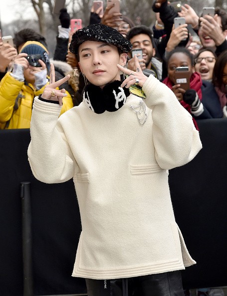 Big Bang leader G-Dragon during the Chanel Fashion Show during Paris Fashion Week : Haute Couture F/W 2017-2018.